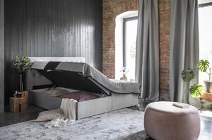 Čalúnená manželská posteľ s úložným priestorom Liborn 140 - tmavomodrá