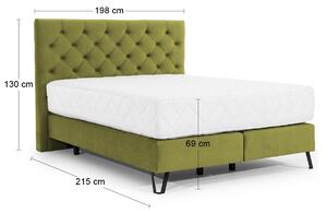 Čalúnená manželská posteľ Canara 180 - svetlozelená