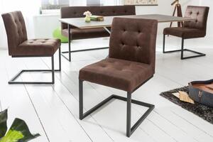Invicta Interior - Priemyselná konzolová stolička RIDER vintage hnedá s kovovým rámom