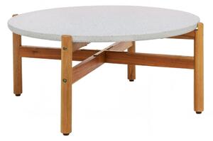 Záhradný stolík Terracina, akáciové drevo a teraco, prírodná/biely, Ø84,5×38,5 cm – House Nordic