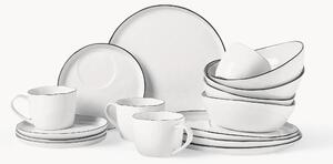 Ručne vyrobená raňajková súprava z porcelánu Salt, 4 osoby (16 dielov)