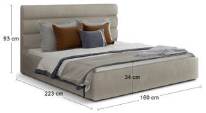 Čalúnená manželská posteľ s roštom Casos 140 - krémová