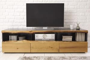 Nemecko - Moderný TV stolík DIVOKÝ DUB 180 cm, matná sivá s dubovou prednou časťou