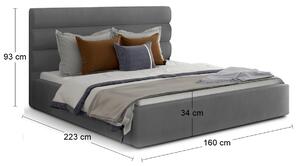 Čalúnená manželská posteľ s roštom Casos 140 - sivá
