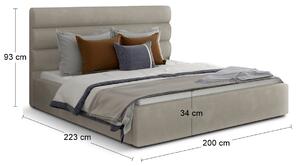 Čalúnená manželská posteľ s roštom Casos 180 - krémová