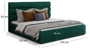 Čalúnená manželská posteľ s roštom Casos 200 - tmavozelená