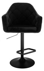 LuxuryForm Barová stolička ANDORA VELUR na čiernom tanieri - čierna