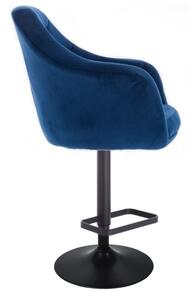 LuxuryForm Barová stolička ANDORA VELUR na čiernom tanieri - modrá