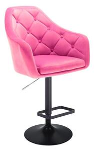 Barová stolička ANDORA VELUR na čiernom tanieri - ružová