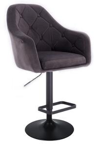 LuxuryForm Barová stolička ANDORA VELUR na čiernom tanieri - šedá