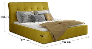 Čalúnená manželská posteľ s roštom Ikaria 140 - žltá