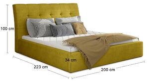 Čalúnená manželská posteľ s roštom Ikaria 180 - žltá