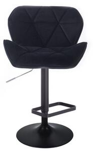 LuxuryForm Barová stolička MILANO VELUR na čiernom tanieri - čierna