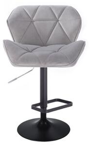 LuxuryForm Barová stolička MILANO VELUR na čiernom tanieri - svetlo šedá