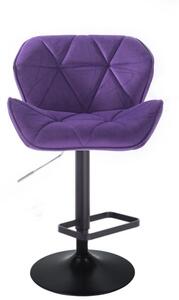 LuxuryForm Barová stolička MILANO VELUR na čiernom tanieri - fialová