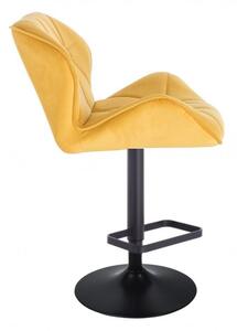LuxuryForm Barová stolička MILANO VELUR na čiernom tanieri - žltá