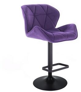 Barová stolička MILANO VELUR na čiernom tanieri - fialová
