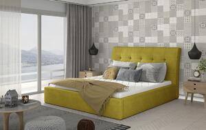 Čalúnená manželská posteľ s roštom Ikaria 180 - žltá