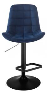 LuxuryForm Barová stolička PARIS VELUR na čiernom tanieri - modrá