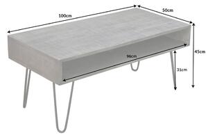 Invicta Interior - Masívny konferenčný stolík SCORPION 100 cm mango, šedý