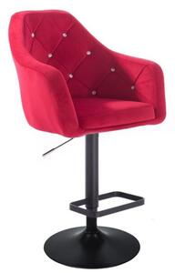 LuxuryForm Barová stolička ROMA VELUR na čiernom tanieri - červená