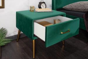 Nemecko - Nočný stolík FAMOUS 45 cm smaragdovo zelený, zamat