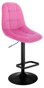 LuxuryForm Barová stolička SAMSON VELUR na čiernom tanieri - ružová