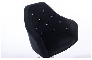 LuxuryForm Barová stolička ROMA VELUR na zlatej hranatej podstave - čierna
