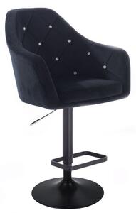 LuxuryForm Barová stolička ROMA VELUR na čiernom tanieri - čierna