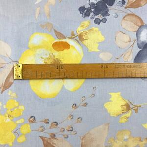 Ervi bavlna š.240cm - žlté kvety na šedom č.11637-10, metráž
