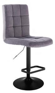 LuxuryForm Barová stolička TOLEDO VELUR na čiernom tanieri - tmavo šedá