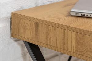 Invicta Interior - Priemyselný stôl STUDIO 110 cm dub so zásuvkou, prírodný, čierny