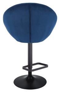 LuxuryForm Barová stolička VERA VELUR na čiernom tanieri - modrá