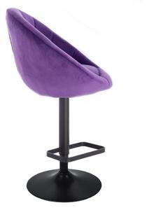 Barová stolička VERA VELUR na čiernom tanieri - fialová