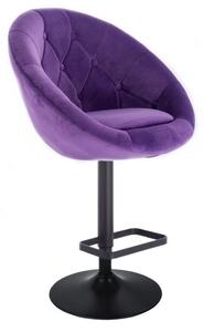 Barová stolička VERA VELUR na čiernom tanieri - fialová