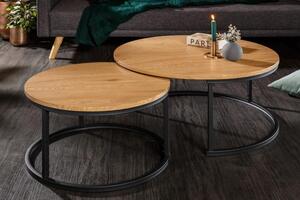 Nemecko - Dizajnový konferenčný stolík STUDIO 80 cm z 2 kusov, dub, prírodná, čierna