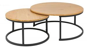 Nemecko - Dizajnový konferenčný stolík STUDIO 80 cm z 2 kusov, dub, prírodná, čierna