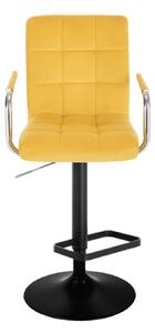 LuxuryForm Barová stolička VERONA VELUR na čiernom tanieri - žltá