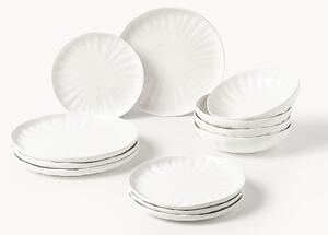 Porcelánová súprava riadu's embosovaným vzorom Sali, 4 osoby, 12 ks