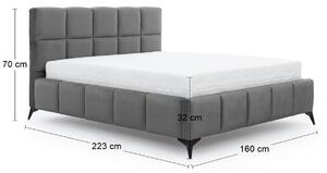 Čalúnená manželská posteľ s roštom Molina 140 - svetlosivá