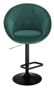 LuxuryForm Barová stolička VERA VELUR na čiernom tanieri - zelená