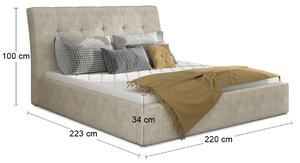 Čalúnená manželská posteľ s roštom Ikaria 200 - béžová