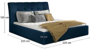 Čalúnená manželská posteľ s roštom Ikaria 200 - tmavomodrá