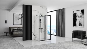 Rea Rapid Slide Wall, 3-stenný sprchovací kút s posuvnými dverami 100 (dvere) x 80 (stena) x 195 cm, 6mm číre sklo, čierny profil, KPL-09874