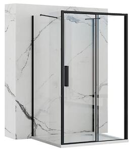 Rea Rapid Slide Wall, 3-stenný sprchovací kút s posuvnými dverami 110 (dvere) x 80 (stena) x 195 cm, 6mm číre sklo, čierny profil, KPL-09877