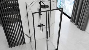 Rea Rapid Slide, 3-stenný sprchovací kút s posuvnými dverami 100 (dvere) x 90 (stena) x 195 cm, 6mm číre sklo, čierny profil, KPL-09875