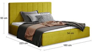 Čalúnená manželská posteľ s roštom Ante 140 - žltá