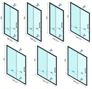 Rea Rapid Slide, 3-stenný sprchovací kút s posuvnými dverami 100 (dvere) x 90 (stena) x 195 cm, 6mm číre sklo, čierny profil, KPL-09875