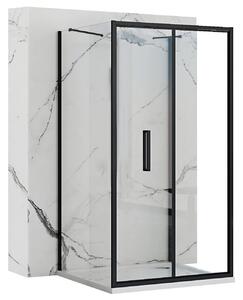 Rea Rapid Fold, 3-stenný sprchovací kút so skladacími dverami 90 (dvere) x 80 (stena) x 195 cm, 4mm číre sklo, čierny profil, KPL-09913
