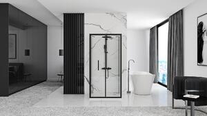 Rea Rapid Fold, 3-stenný sprchovací kút so skladacími dverami 80 (dvere) x 90 (stena) x 195 cm, 4mm číre sklo, čierny profil, KPL-09911